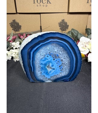 Blue Agate Geode Cut Base #24, 1502gr