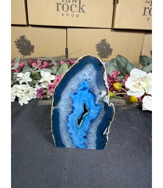 Blue Agate Geode Cut Base #23, 1060gr