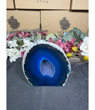 Blue Agate Geode Cut Base #20, 576gr