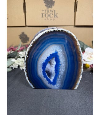 Blue Agate Geode Cut Base #17, 2226gr