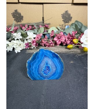 Blue Agate Geode Cut Base #15, 240gr