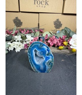 Blue Agate Geode Cut Base #14, 532gr