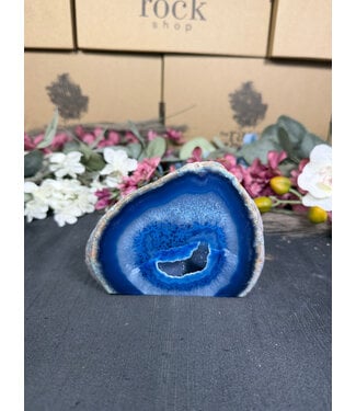 Blue Agate Geode Cut Base #13, 578gr