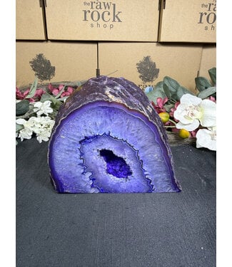 Purple Agate Geode Cut Base #19, 1838gr