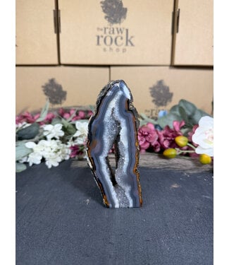 Natural Agate Geode Cut Base #104, 620gr