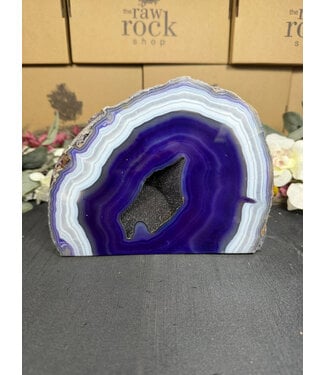 Purple Agate Geode Cut Base #13, 3740gr