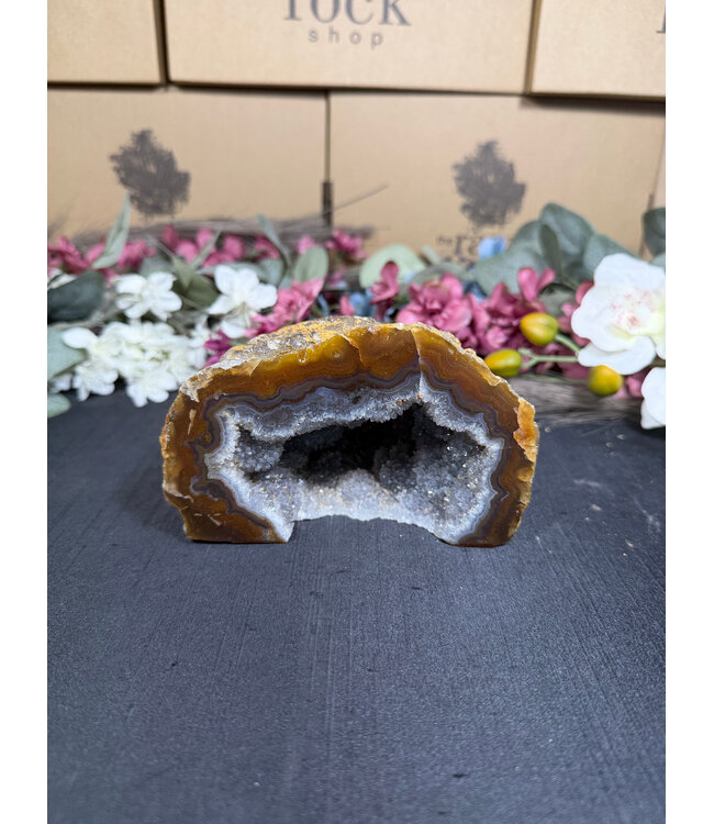 Natural Agate Geode Cut Base #95, 932gr