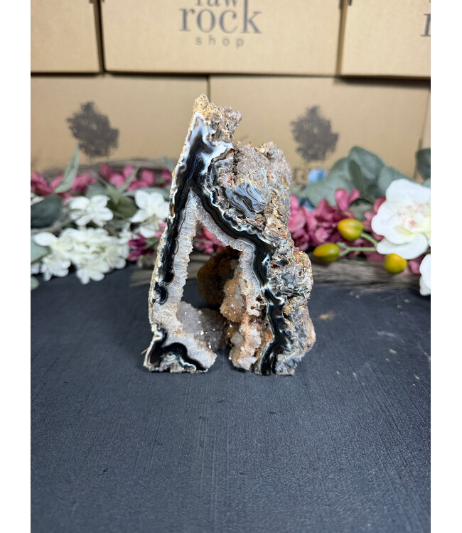 Natural Agate Geode Cut Base #91, 758gr