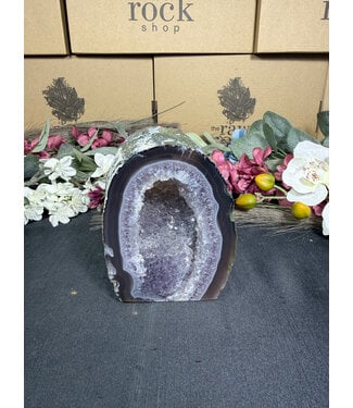 Natural Agate Geode Cut Base #83, 828gr