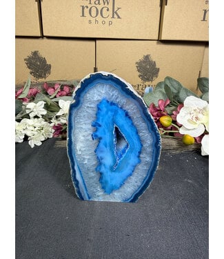 Blue Agate Geode Cut Base #22, 1274gr