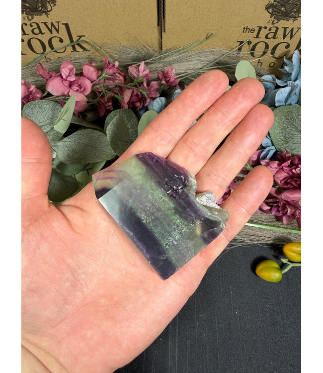 Half Raw Rainbow Fluorite Point, Size X-Large [100-124gr]