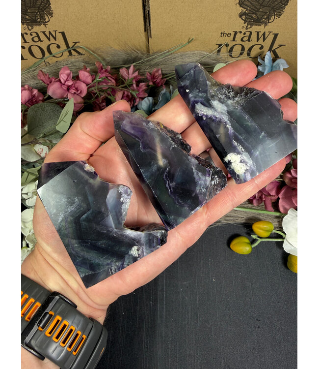 Half Raw Rainbow Fluorite Point, Size XX-Large [125-149gr]