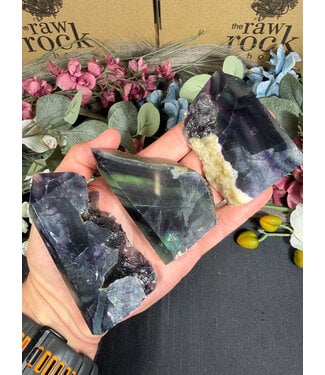 Half Raw Rainbow Fluorite Point, Size Giant [200-224gr]