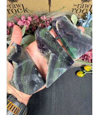 Half Raw Rainbow Fluorite Point, Size Giant Plus [225-249gr]