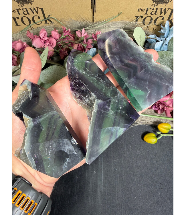 Half Raw Rainbow Fluorite Point, Size Giant Plus [225-249gr]