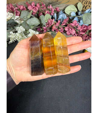 Yellow Fluorite/Yellow with Purple Fluorite Point, Size Large [75-99gr]