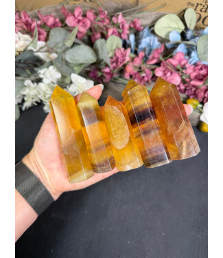 Yellow Fluorite/Yellow with Purple Fluorite Point, Size X-Large [100-124gr]