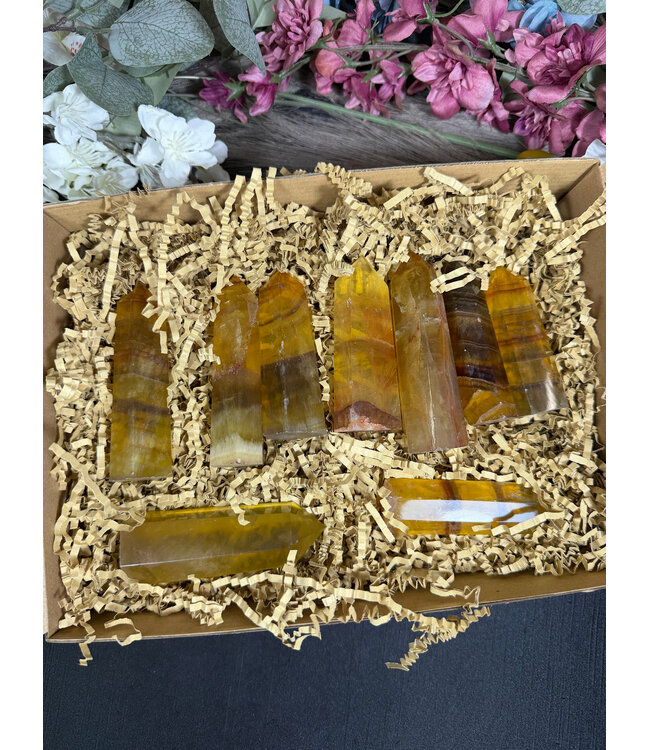Yellow Fluorite Points 1KG bulk lot