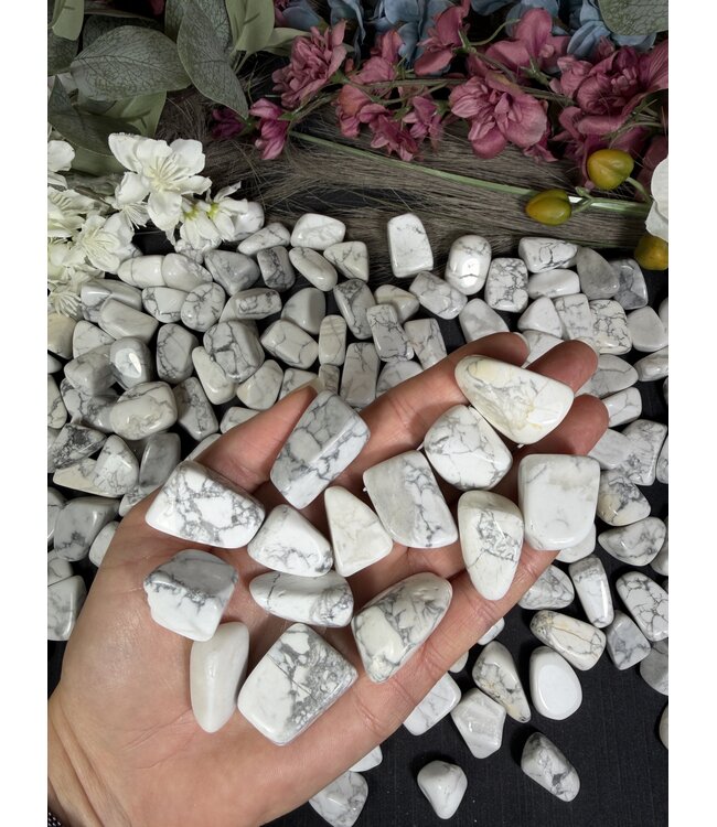 Howlite Tumbled Stones, Polished Howlite, Grade A; 4 sizes available, purchase individual or bulk