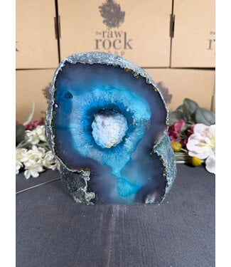 Teal Agate Geode Cut Base #5, 2382gr