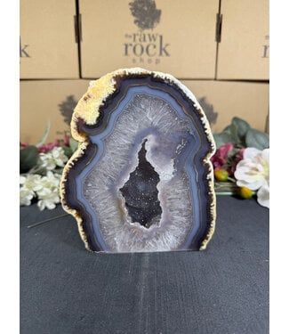 Natural Agate Geode Cut Base #115, 2804gr