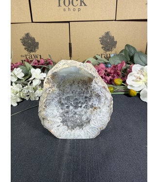 Natural Agate Geode Cut Base #113, 892gr