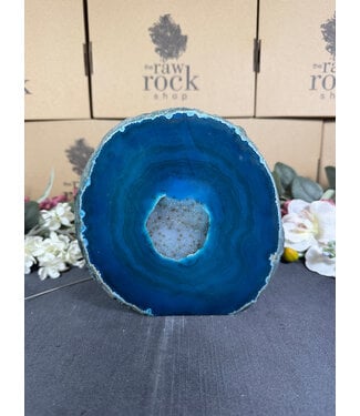 Teal Agate Geode Cut Base #14, 2422gr