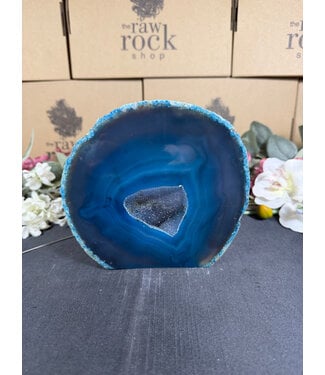 Teal Agate Geode Cut Base #13, 2014gr