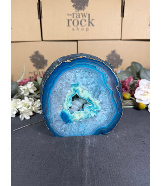 Teal Agate Geode Cut Base #11, 2644gr