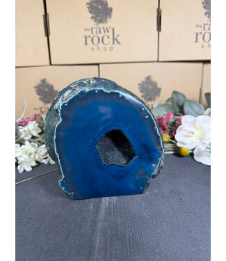 Teal Agate Geode Cut Base #10, 2220gr