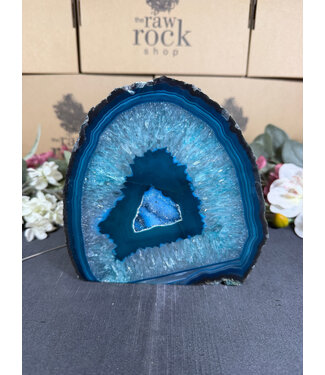 Teal Agate Geode Cut Base #7, 2408gr