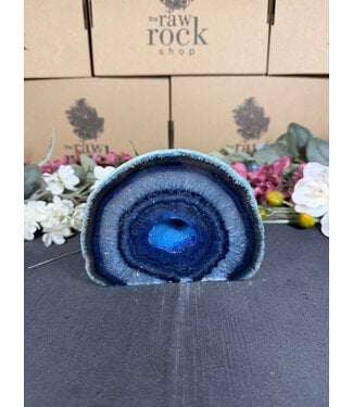 Blue Agate Geode Cut Base #42, 1664gr