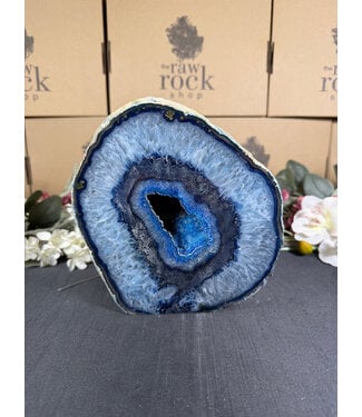 Blue Agate Geode Cut Base #40, 3966gr