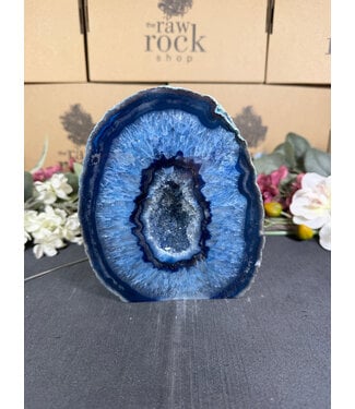 Blue Agate Geode Cut Base #41, 1742gr