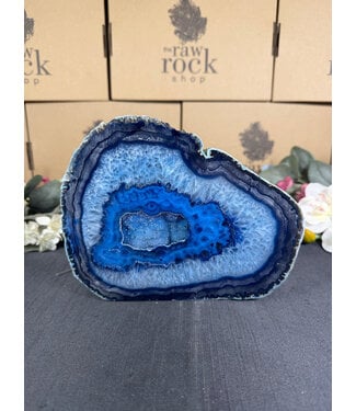 Blue Agate Geode Cut Base #39, 2456gr