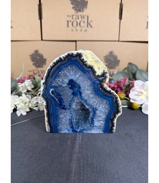Blue Agate Geode Cut Base #36, 1688gr