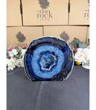 Blue Agate Geode Cut Base #37, 2066gr