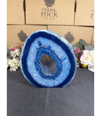 Blue Agate Geode Cut Base #34, 1472gr