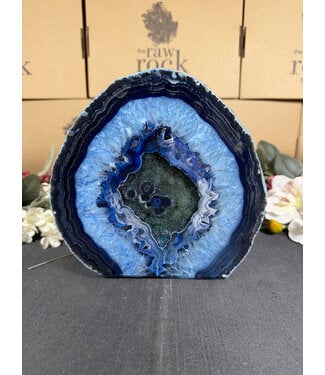 Blue Agate Geode Cut Base #33, 4044gr