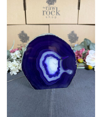 Purple Agate Geode Cut Base #31, 1910gr