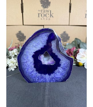 Purple Agate Geode Cut Base #29, 1554gr