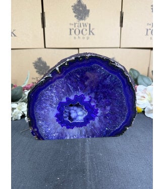 Purple Agate Geode Cut Base #26, 3602gr
