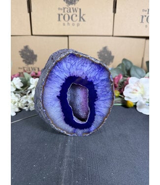 Purple Agate Geode Cut Base #24, 1680gr