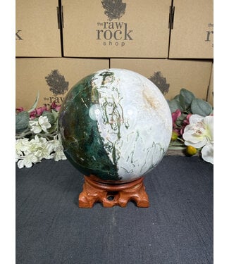 Moss Agate Sphere #4, 135.5mm, 3392gr