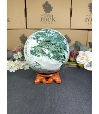 Moss Agate Sphere #3, 139.8mm, 3558gr