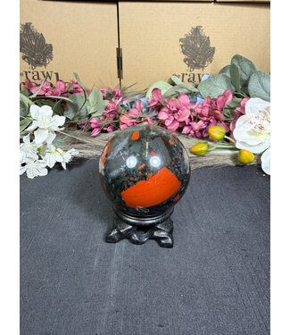 African Bloodstone Sphere #3, 66.4mm, 416gr