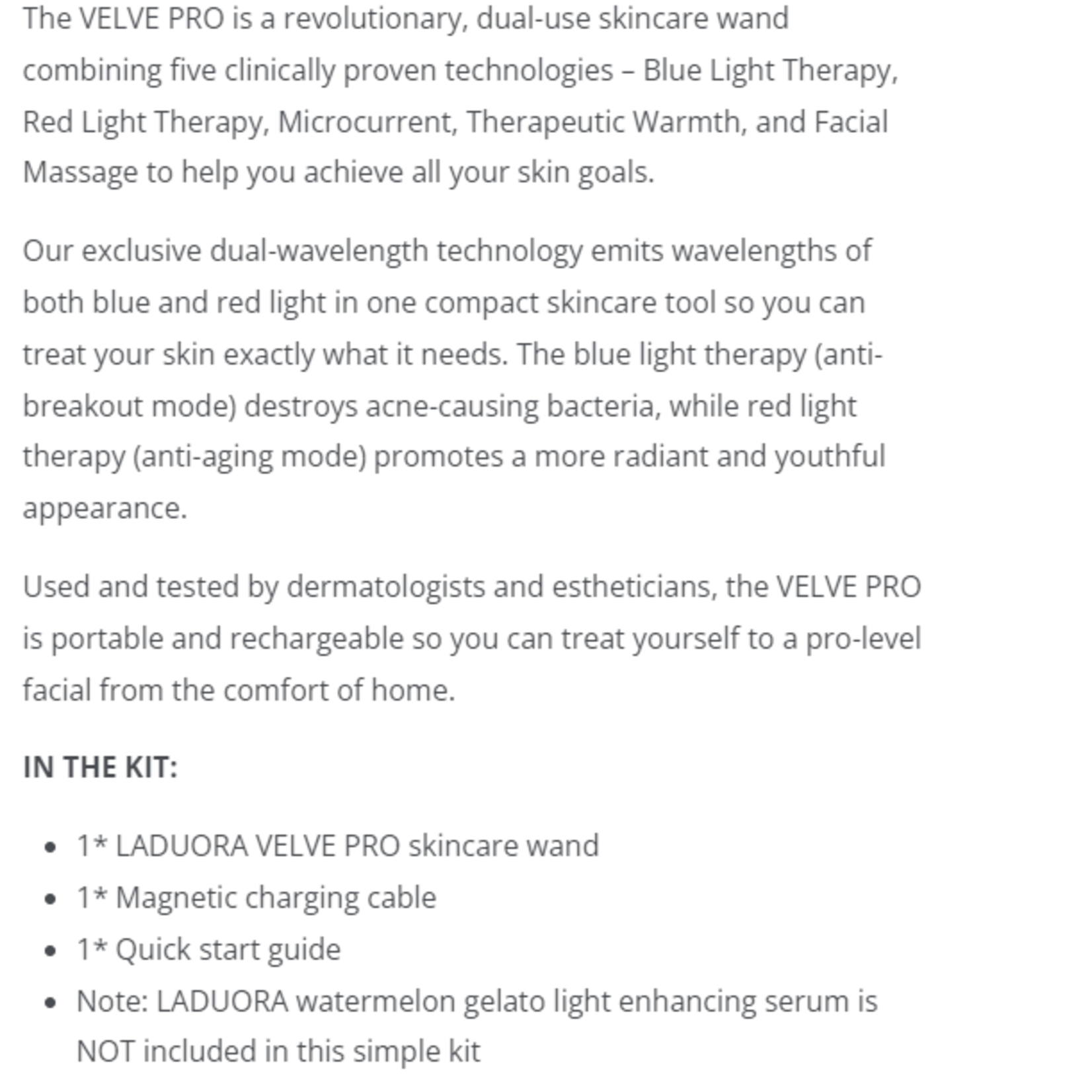 Laduora Velve Pro Skincare Wand with Red & Blue Light Therapy Complete Kit Laduora