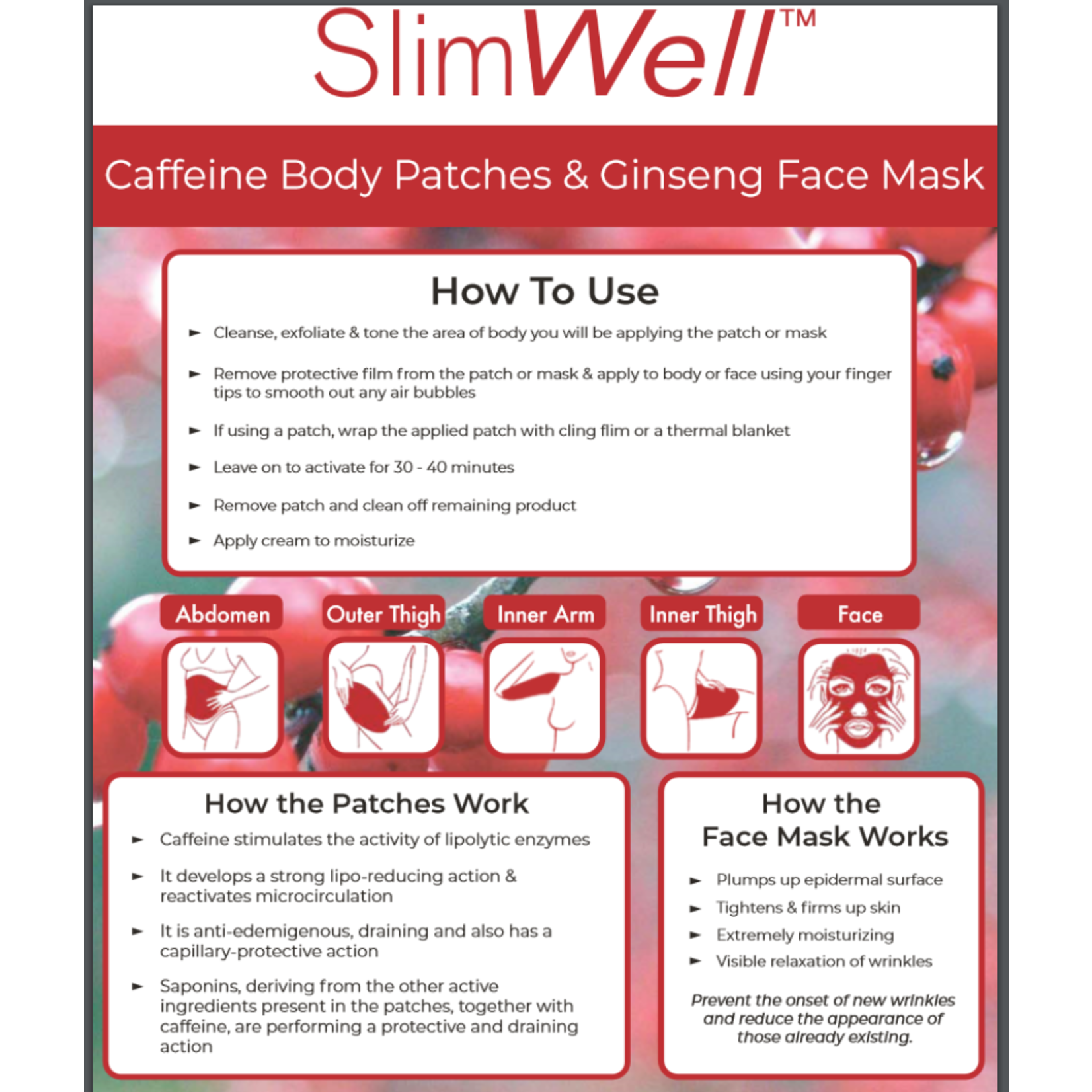 RED FIT ABDOMEN - RED FIT PATCH RED LIGHT REDFIT WRAP SLIMWELL PATCHES - Caffeine Abdomen Contour Body Patch
