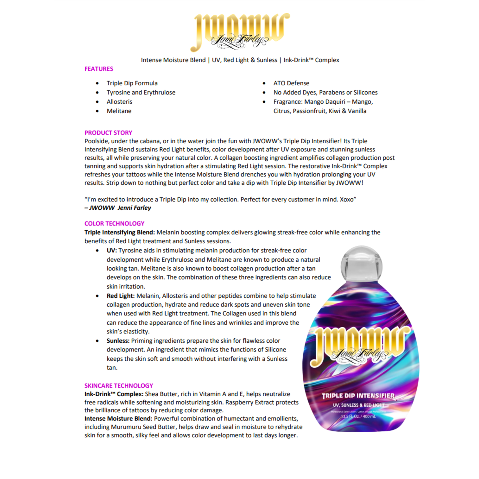 jwoww triple dip tanning lotion