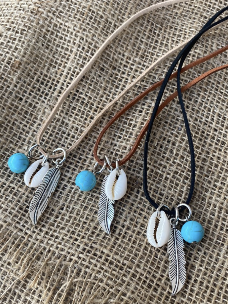 Naked Gypsy INDI BOHO FEATHER & SHELL NECKLACE